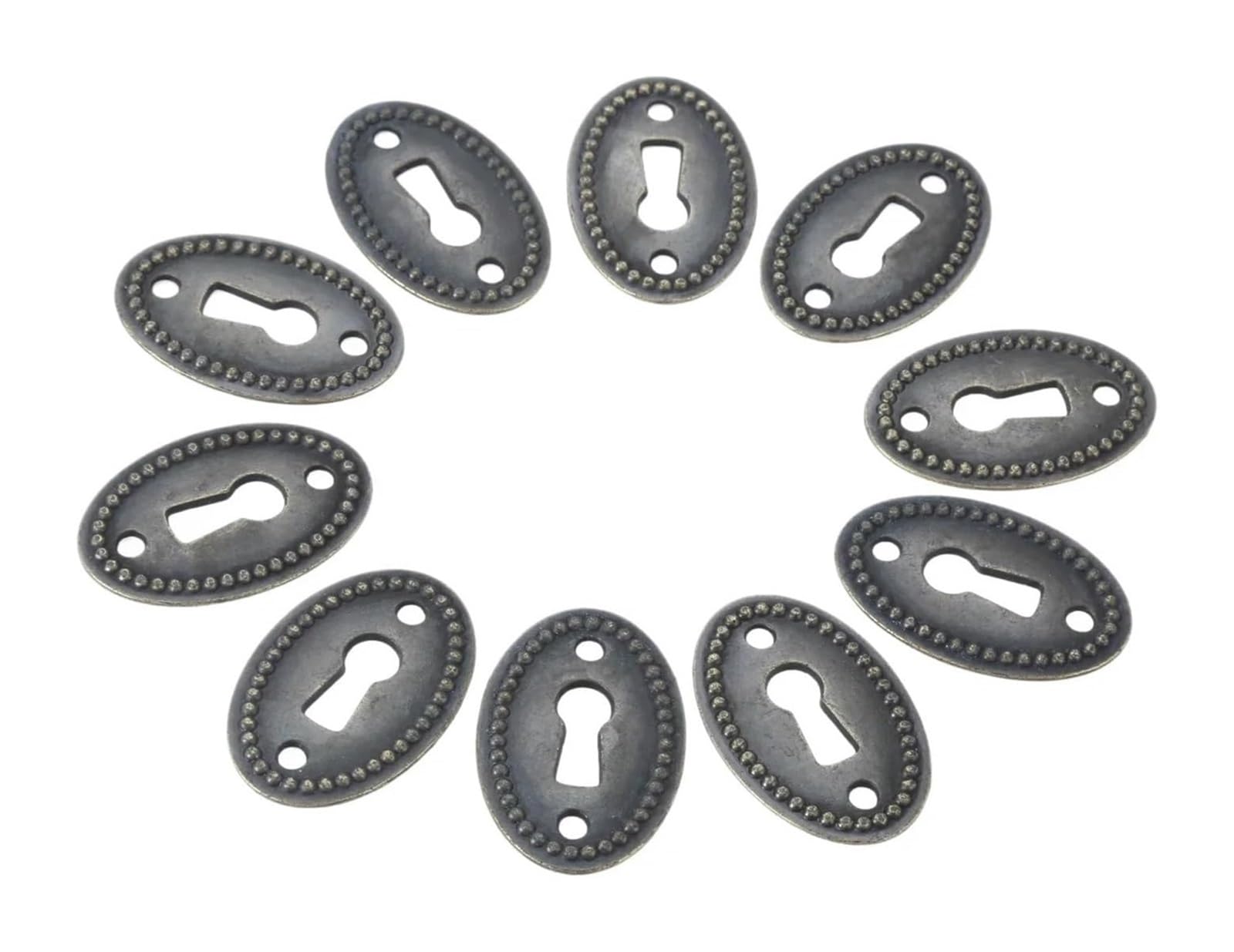10pcs Oval Antique Bronze Keyhole Covers with Screws for Cabinets Drawers