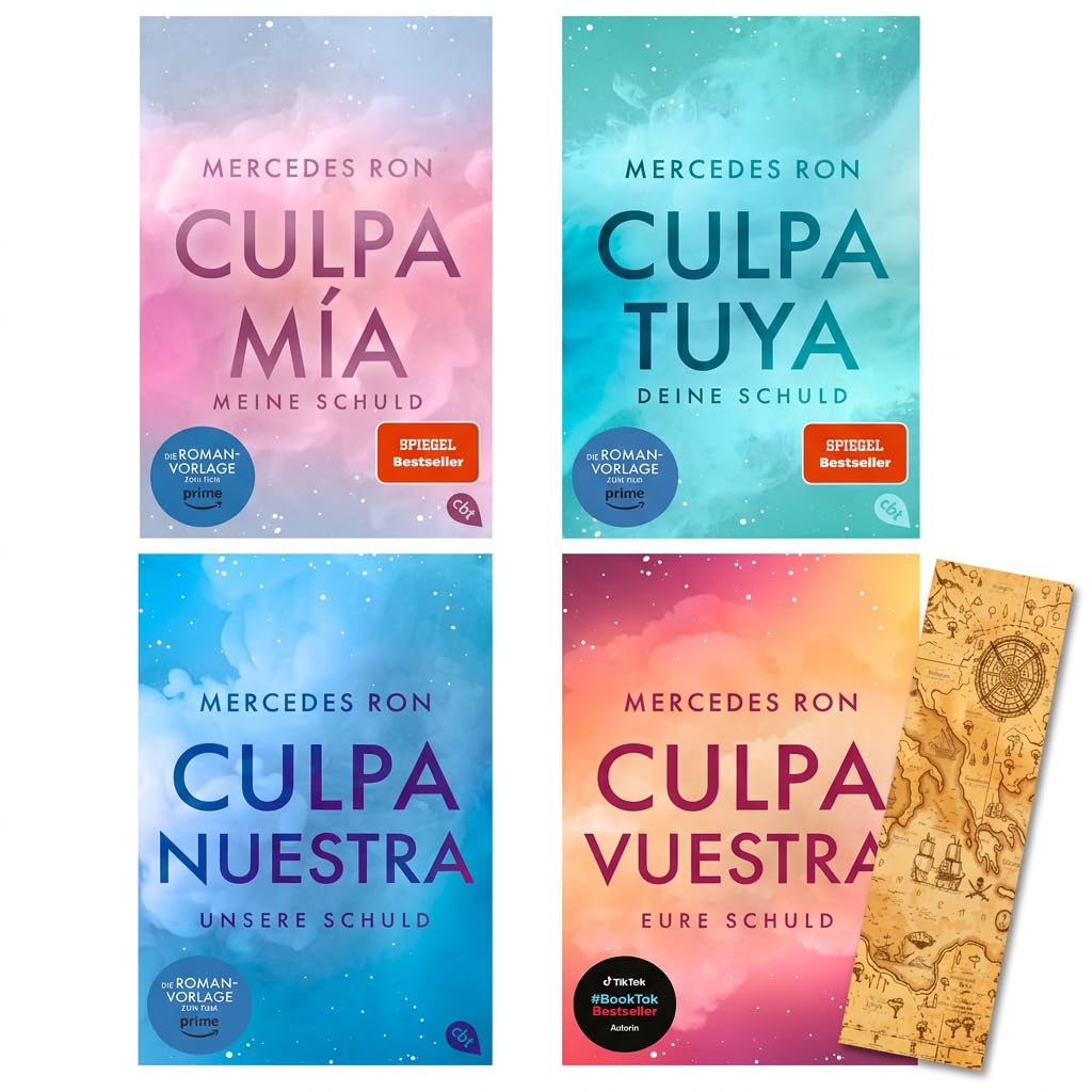Mercedes Ron Culpa-Mía-Reihe Band 1–4 im Set: Meine Schuld, Deine Schuld, Unsere Schuld und Eure Schuld – New Adult Enemies-to-Lovers-Romance als deutsche Paperback-Romane mit exklusivem Lesezeichen