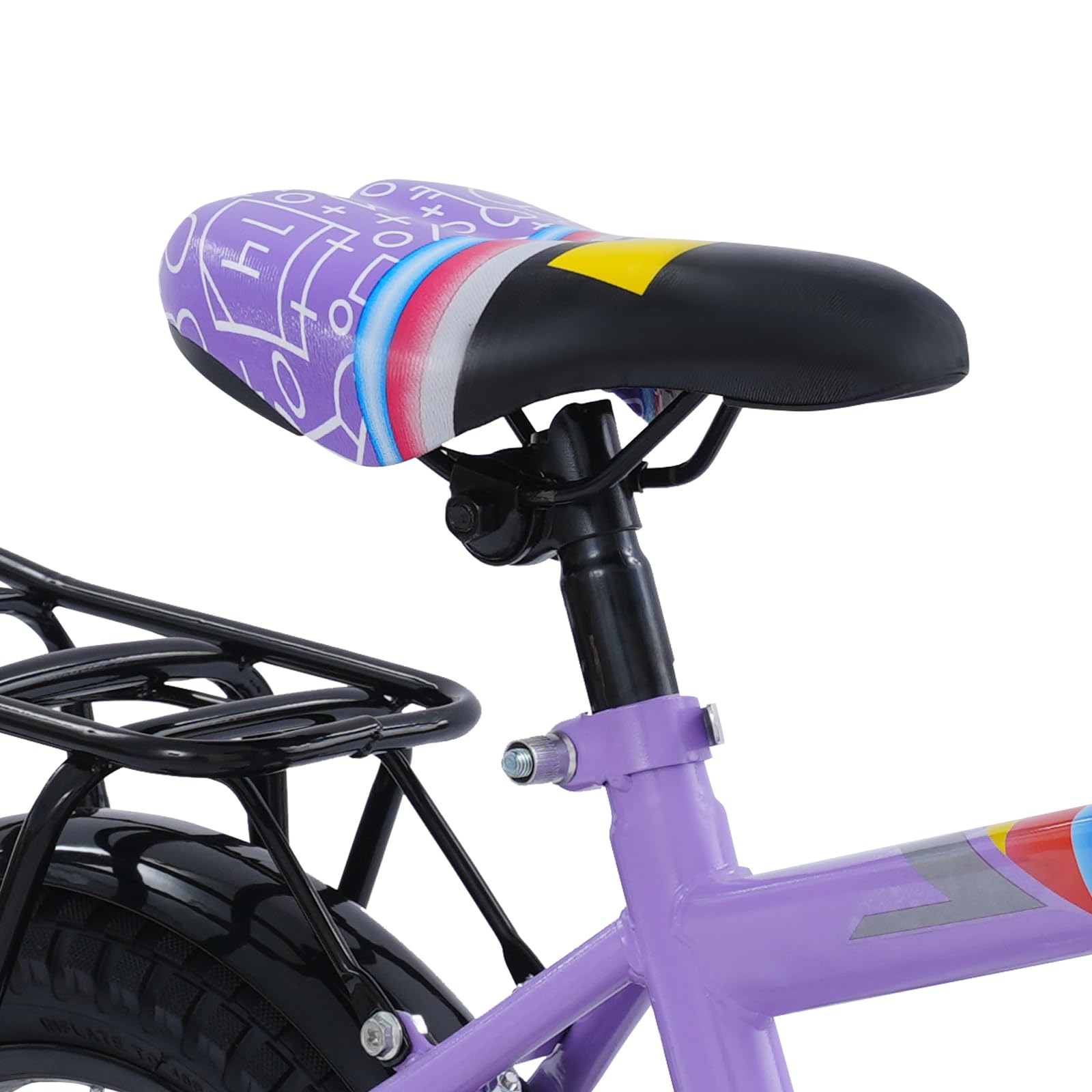 Vélo pour enfant de 14 pouces avec siège arrière, vélo pour enfants avec panier et roues stabilisatrices, vélo pour enfants à partir de 3 ans, garçons et filles, hauteur réglable