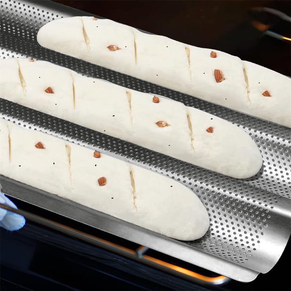 Teglia da forno per baguette, teglia da forno per 3 baguette, teglia per baguette, teglia da forno per baguette, 38,5 x 28,5 cm