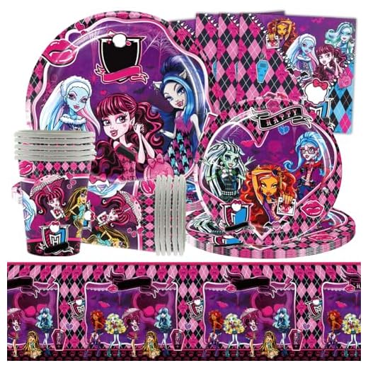 51 pcs Vajilla para Fiestas Temáticas, Monster Decoraciones Cumpleaños Set, Bandeja De Papel, Servilleta, Mantel,Juego de Vajilla Para Fiesta -10 Posición