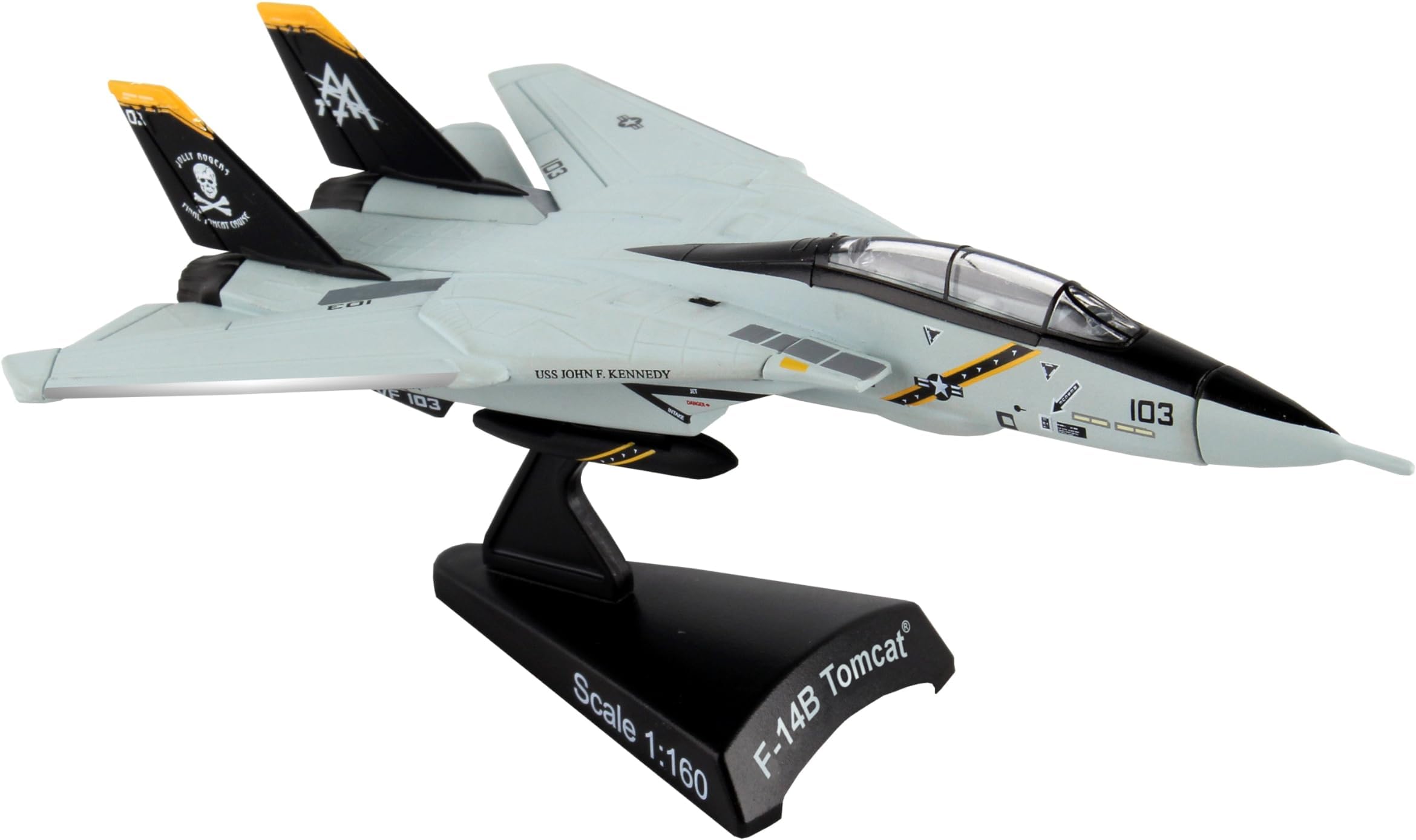 F-14 Tomcat Jolly Rogers Die-Cast Model – 1:160 Scale Supersonic Fighter Jet Replica, VFA-103 Squadron, Highly Detailed, 4.75” Length x 2.875” Wingspan, Adult Collectible Ages 14+