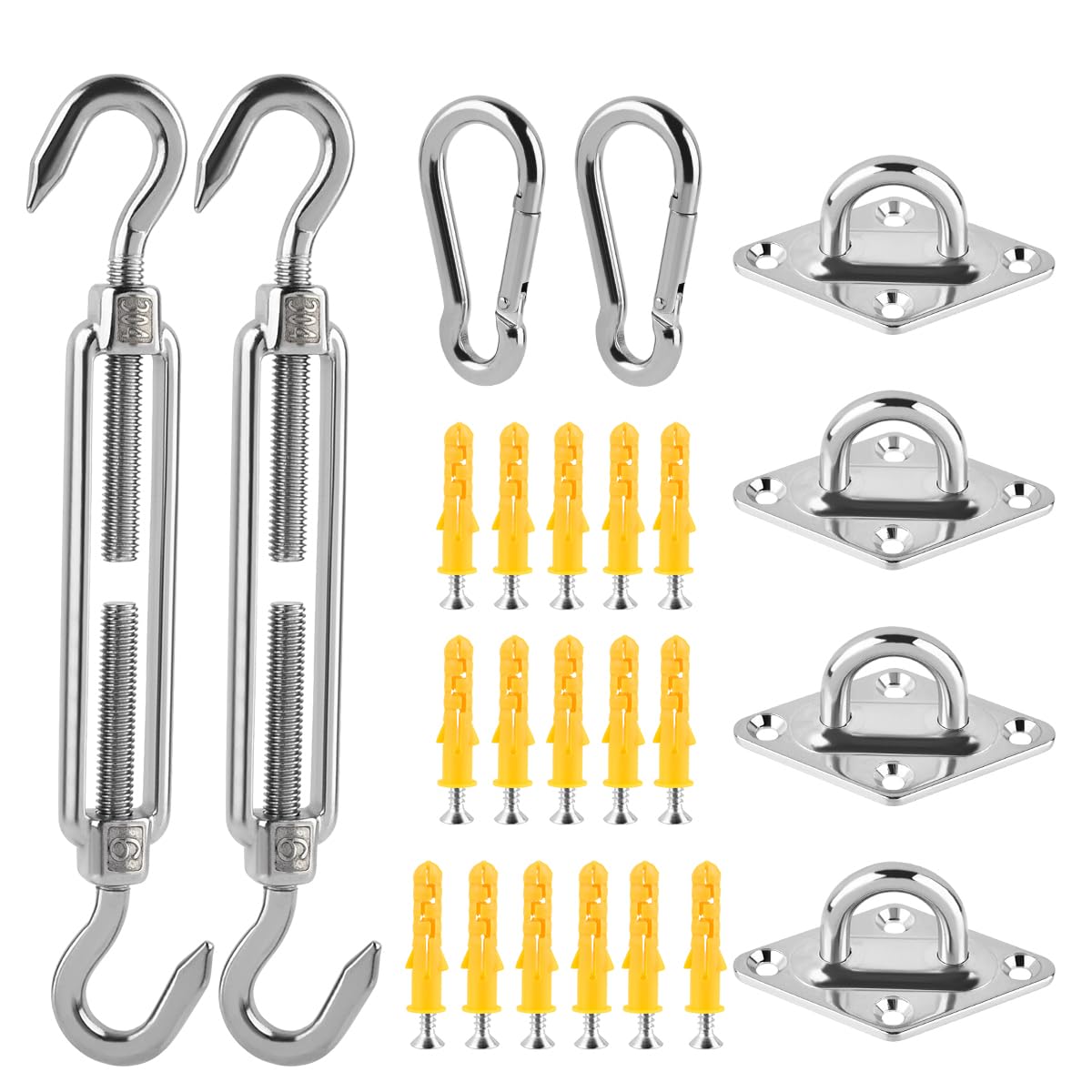 Amazon.de: ANNTIM 304 Edelstahl Sonnensegel Befestigung Set mit Halterung  fr Garten - Zubehr fr Dreieck Sonnensegel, Einfache Montage 40 STK