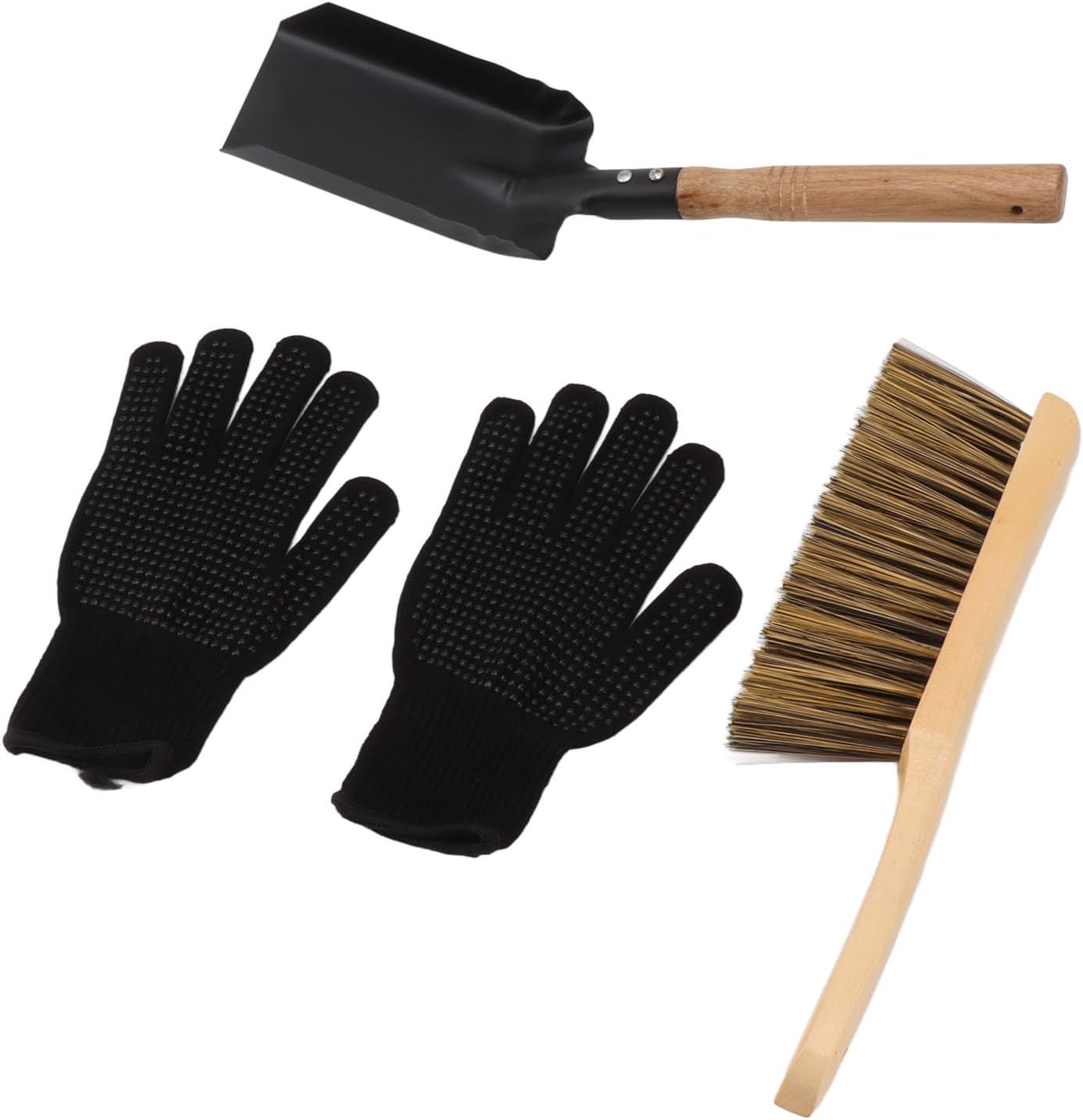 Fireplace Shovel Set, Carbon Steel & Wood