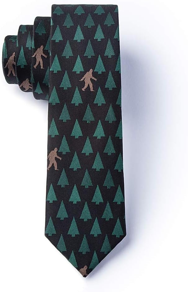 Wild Ties Sasquatch Spotted Black Microfiber Skinny Tie