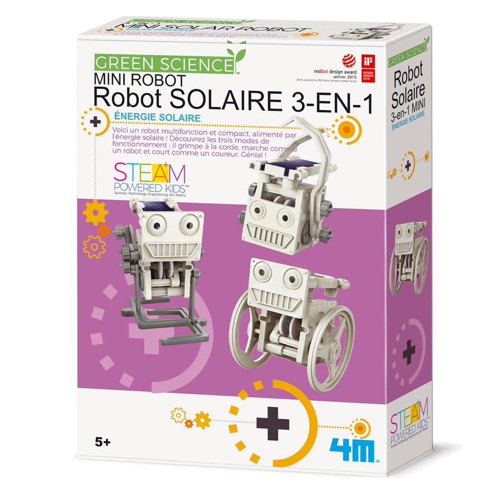 4M Kidz Labs - Kit di produzione Green Science: mini robot solare 3 in 1