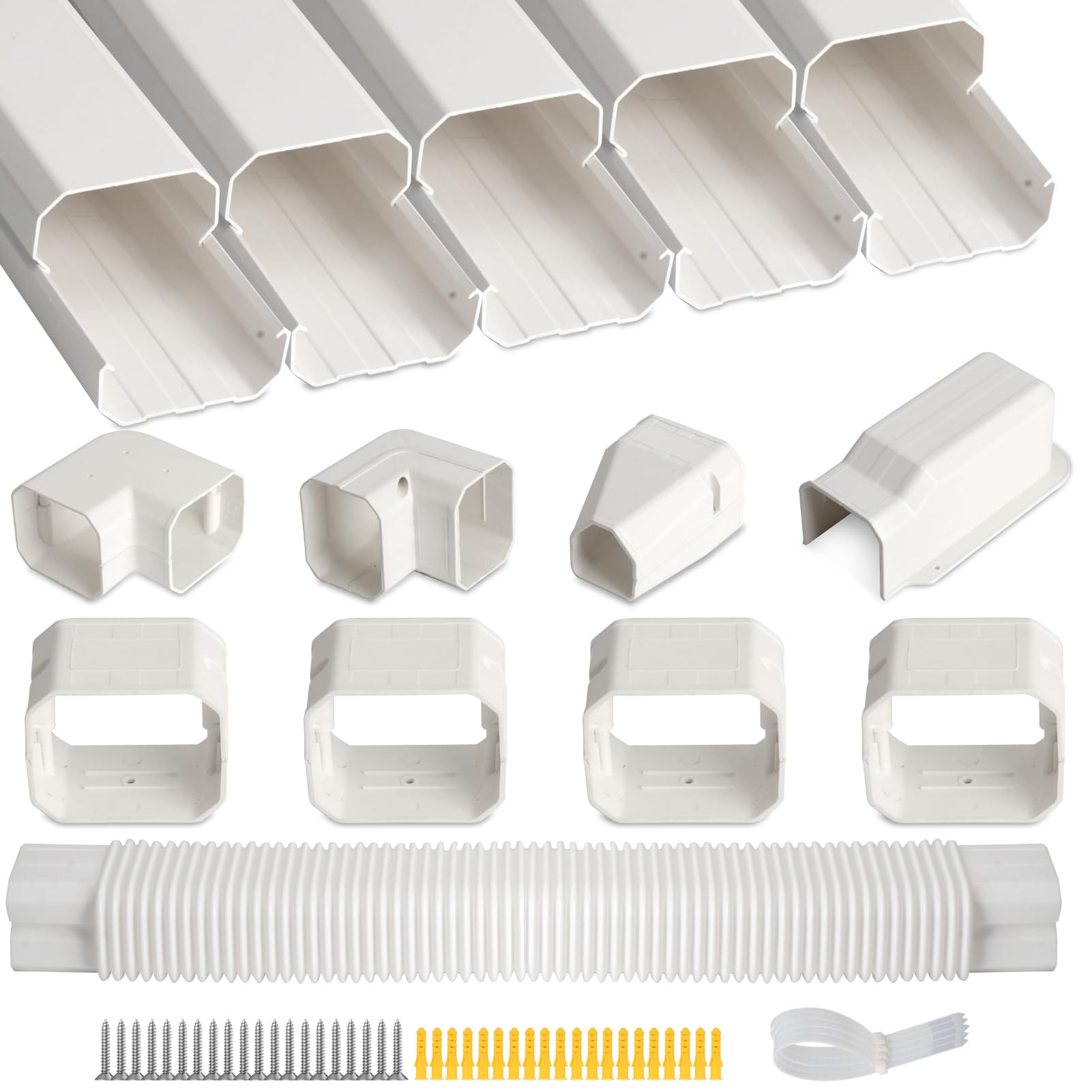 Photo 1 of SUREPHON 3" 10Ft Mini Split Line Set Cover, Plastic Line Kit for Outside Units, Mini Split Air Conditioner, Central AC and Heat Pump