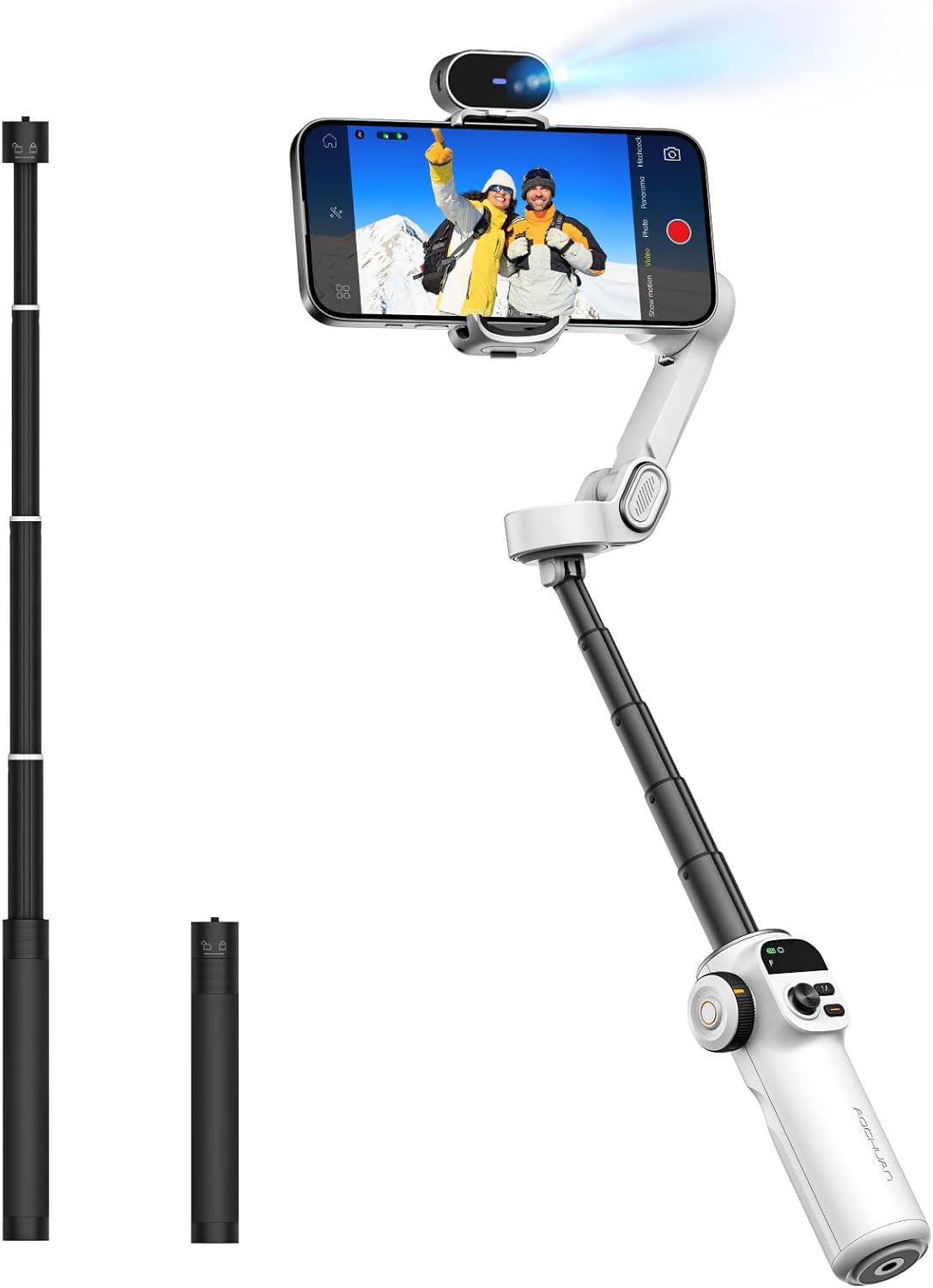 AOCHUAN 3-Axis Gimbal Stabilizer for Smartphone Smart X2 White Kit & E10 Extension Rod