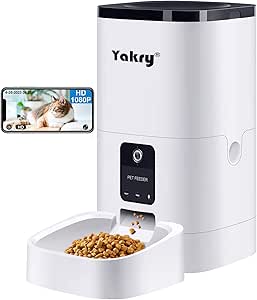 Automatic Cat Feeders 6L Smart Dog Feeder,Timer Voice and Video Recording HD 1080P Camera Night Vision WiFi Enabled App for iPhone and Android Yakry C2, White (C2 automatic dog feeder) asin的图片