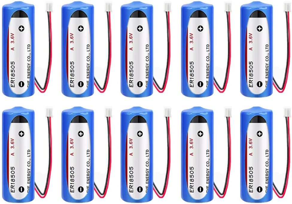 10 PCS A Size 3.6V 4000mAh EVE ER18505 with 2.0 Plug Lithium PLC Industrial Control Battery Non Rechargeable