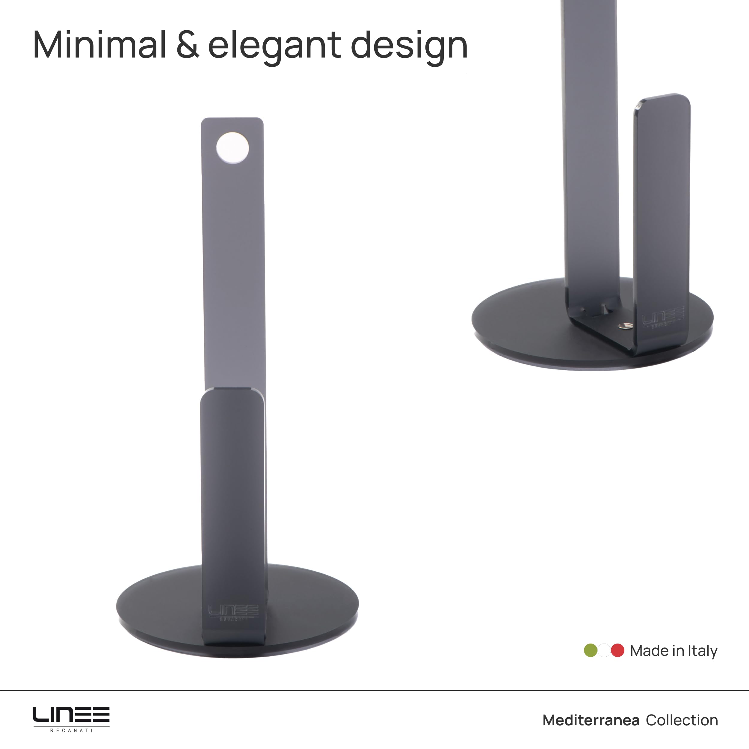 LINEE Recanati MEDITERRANEA Portarotolo in PMMA 16x16x33 cm – Accessorio da Tavola Moderno – Design Elegante Made in Italy (Fumè Grigio Satinato)