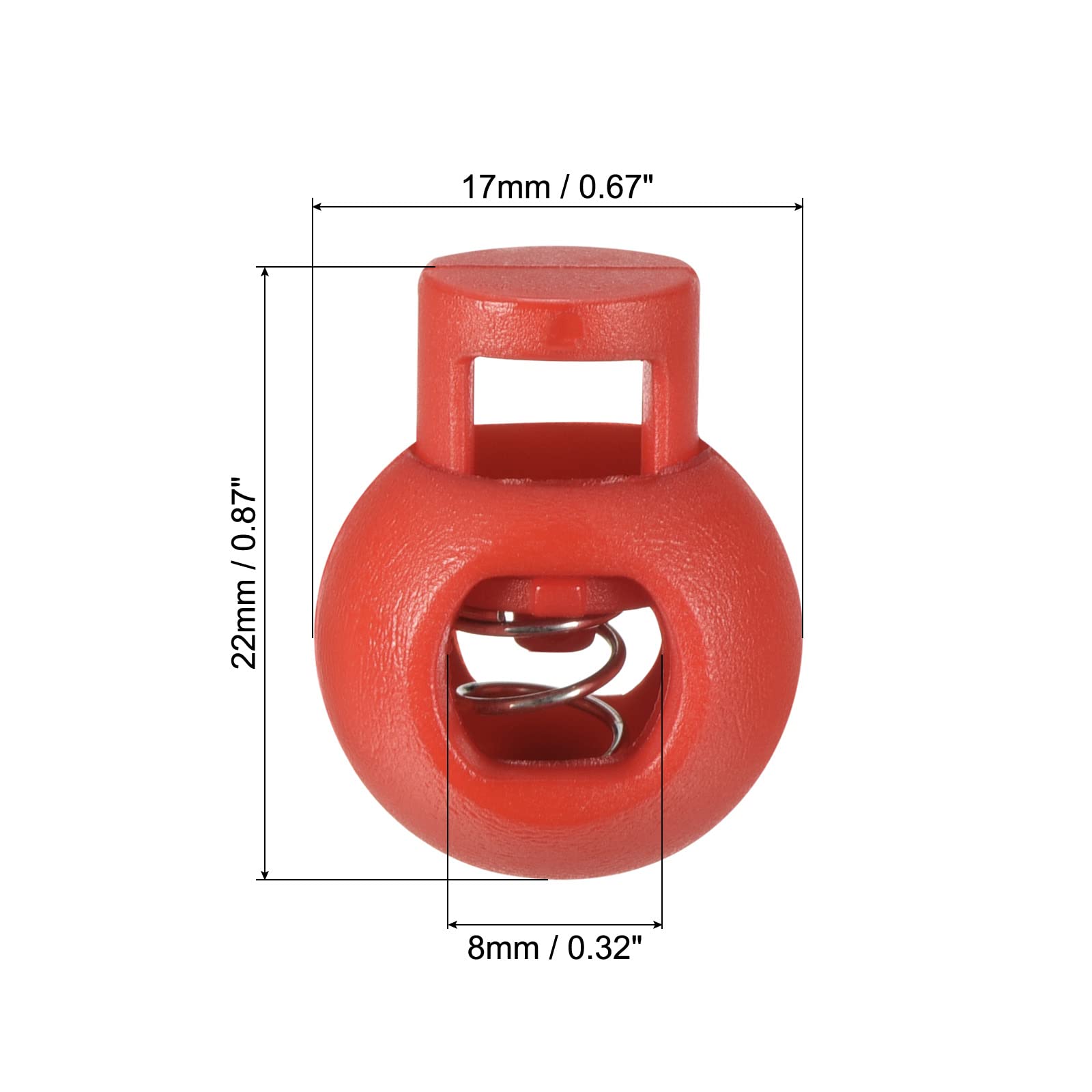 PATIKIL Cord Locks, 30 Pack Ball Spring Toggle Stopper for Drawstring Bag Shoelaces Red, 17x22mm - Image 2
