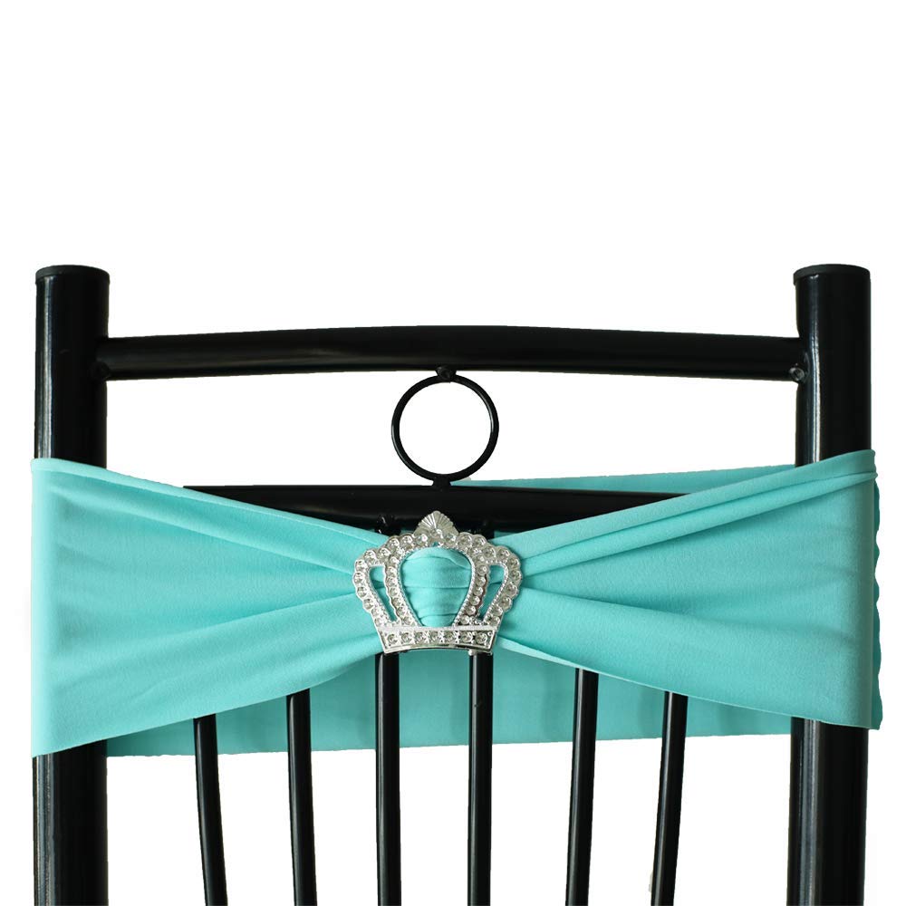 Houkr 20 PCS Stretch Chair Sashes Bows for Party Hotel Travel. (Blue)
