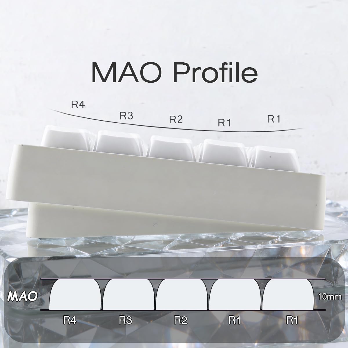 Hyekic Crystal Jelly Cat Shape Keycaps, 119 touches translucides blanches mignonnes imprimées sur le côté Mao Profile Custom Keycap pour 61/68/84/87/98/100 Cherry Gateron MX Swithes Clavier mécanique