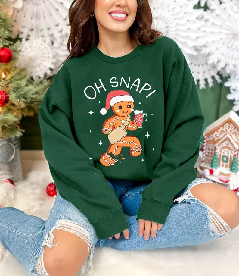 FAYALEQ Merry Christmas Sweatshirts Women: Gingerbread Graphic Shirts Funny Xmas Sweater Winter Long Sleeve Pullovers - Image 3