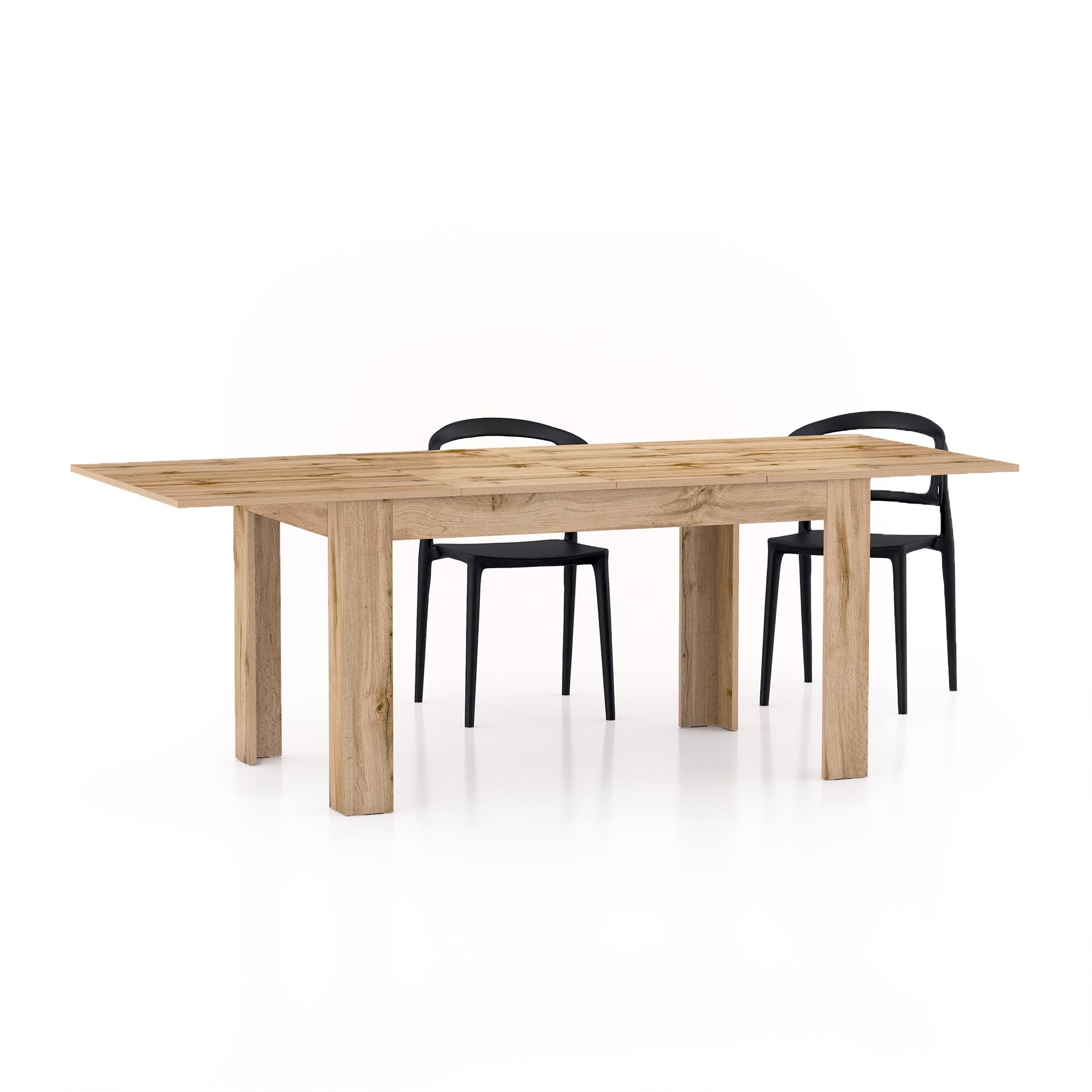 MOBILI FIVER, Mesa de Cocina Extensible Easy, 140(220) x90 cm, Color Madera Rustica, para 6-8 Personas, Mesa Extensible de Comedor, Mesa Cocina, Made In Italy