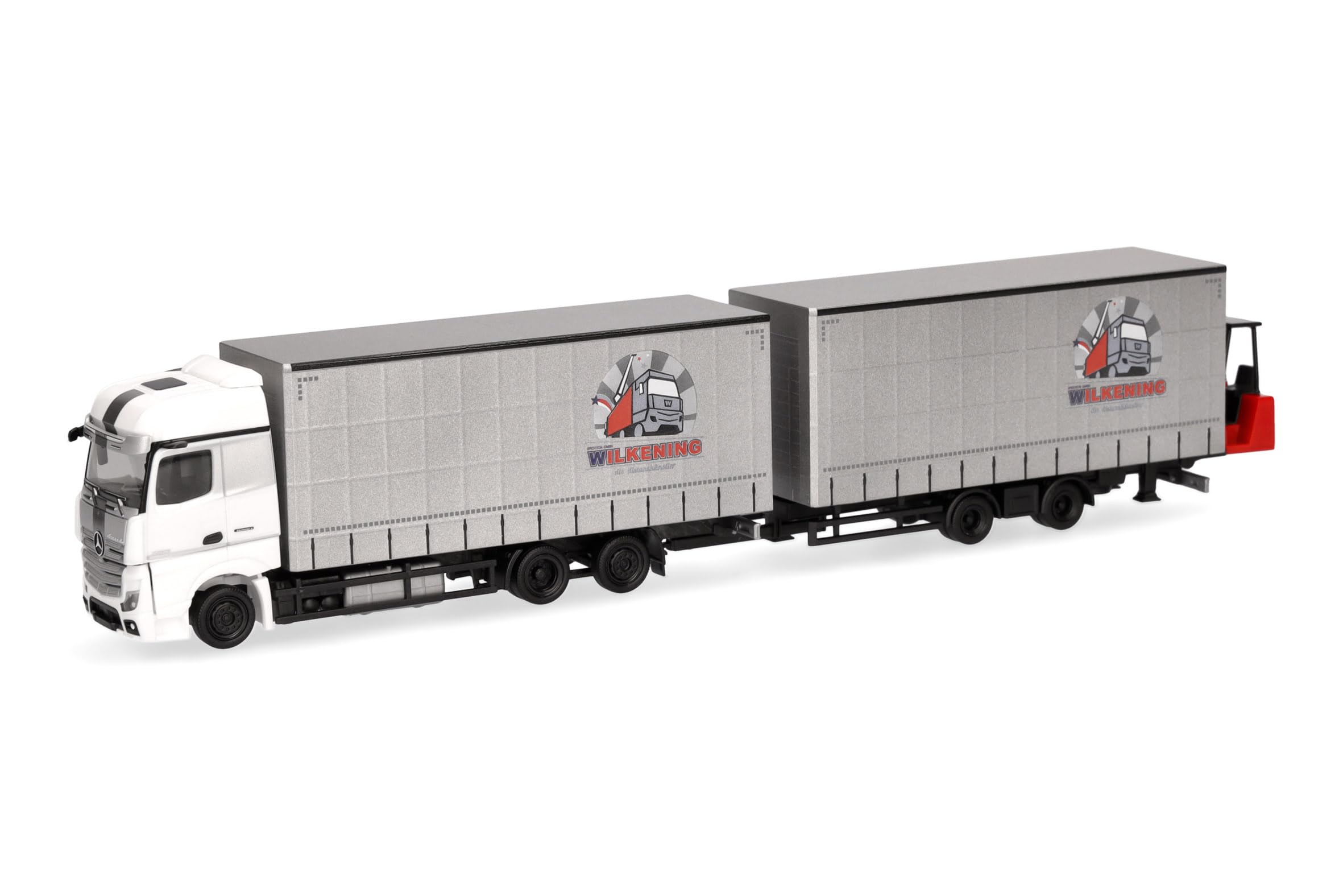 Herpa 319683 - 1/87 MB Actros Jumbogardinen Planen Tandem Trailer With Forklift