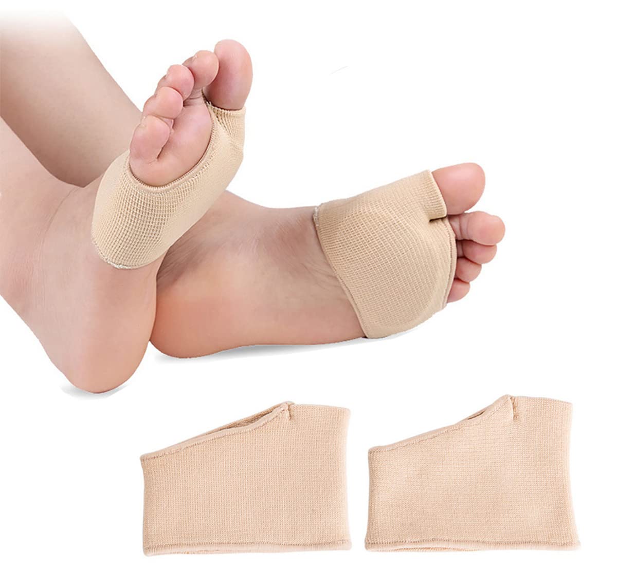 Metatarsal Pad, Soft Fabric Forefoot Pad, Safe and Durable, Soft and Breathable, Big Toe Split Design, Unisex, Fits Most Shoes, Can Be Used For Metatarsal, Calluses, Blister Pain Relief, 1 Pair