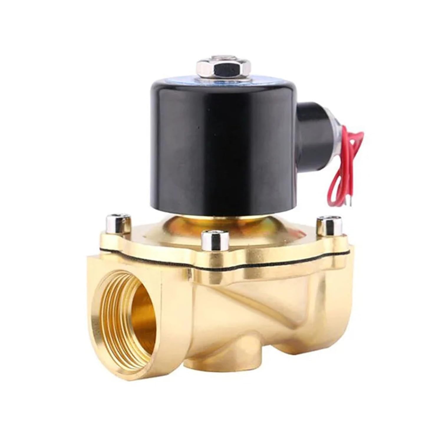 1PCS Solenoid Valve Normally Closed Switch Valve AC220V DC 24V 12V Brass Valve Body 2W025 PT 1/4 3/8 1/2 Water Valve Oil and Gas Control(3/8",DC24V)