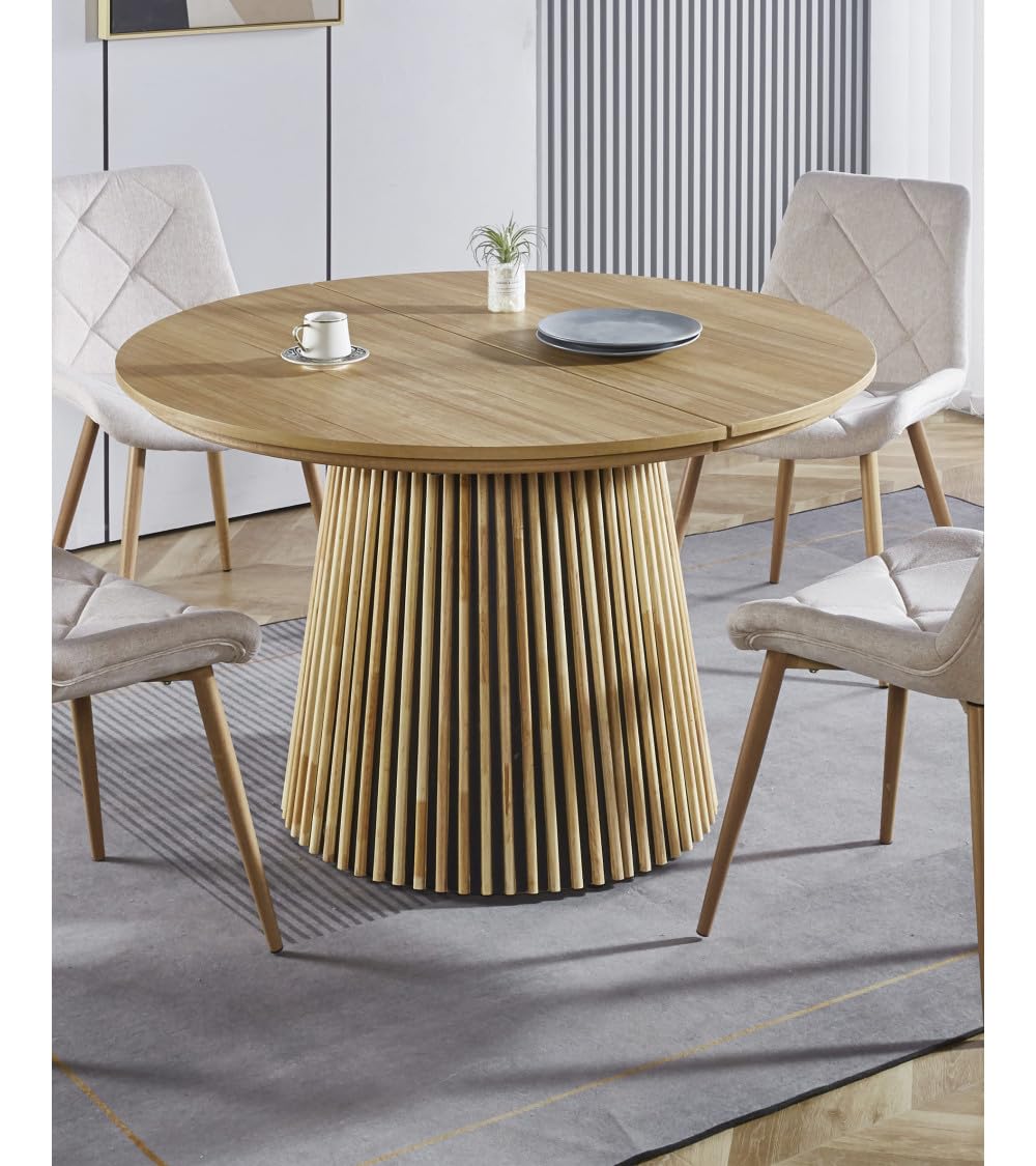 Home Heavenly®Mesa Comedor Redonda Extensible Kena Mesa salón de 120 cm hasta 200 cm