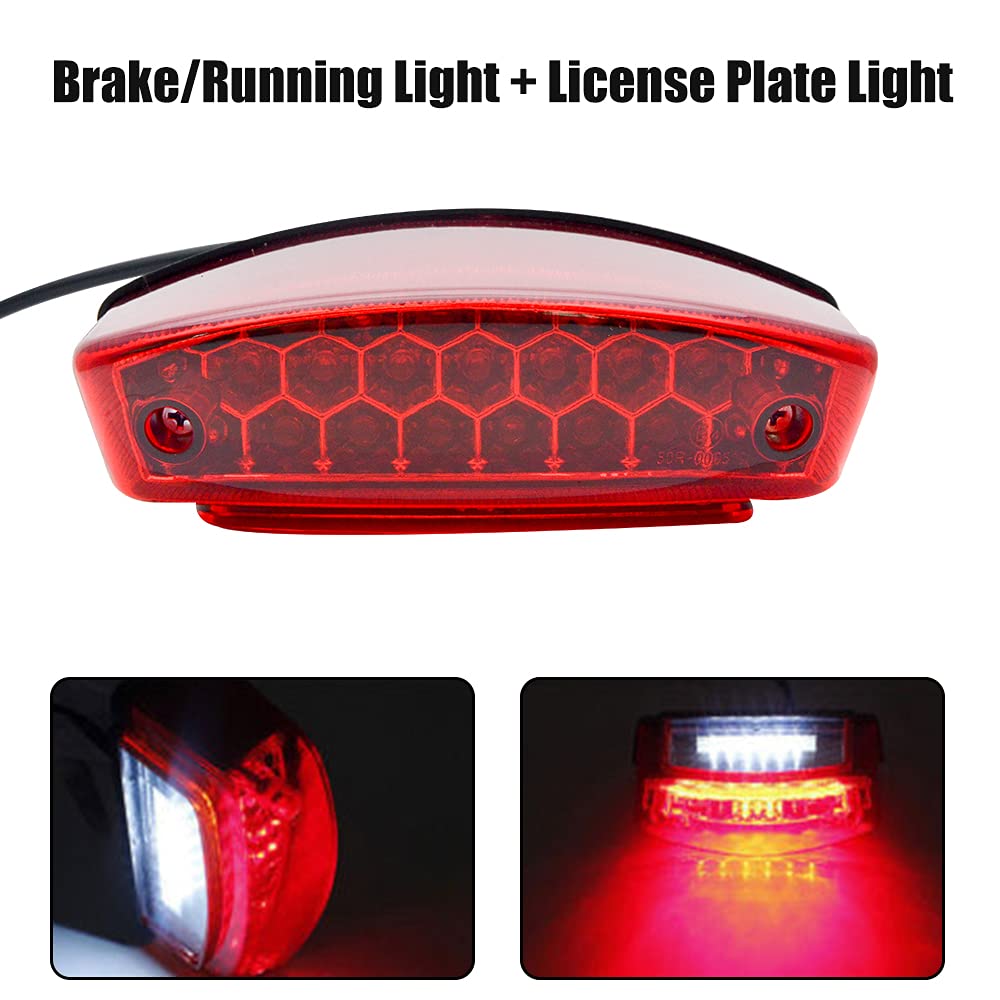 Baceyong 1x 12V Luces de Freno Traseras Universales para Motocicleta, Luz de Freno Trasera, Luz de Placa de Matrícula