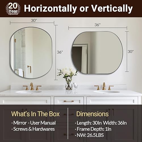 Miniatura 199 de ANDY STAR Espejos ovalados de baño, espejo de tocador doble de 30 x 48 pulgadas, espejos ovalados negros para baño, marco de acero inoxidable