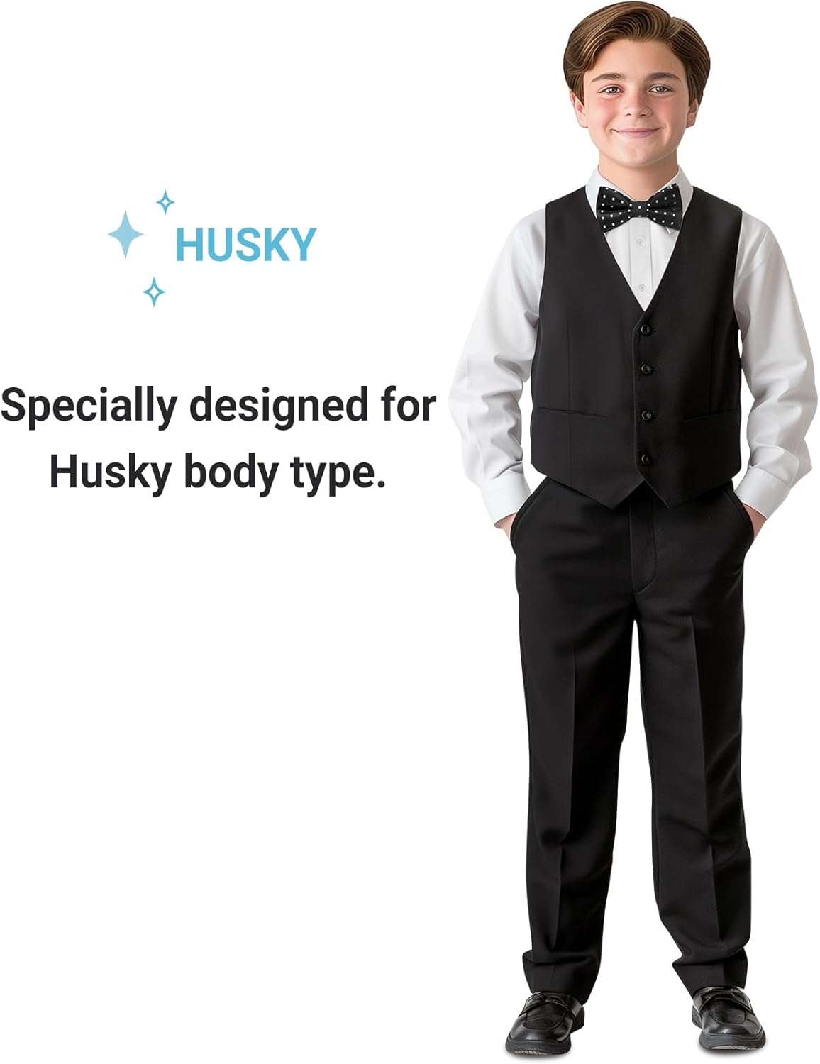 Boys Suit Set with Suspenders, Suit with 3 Versions-Regular, Slim and Husky - Image 5