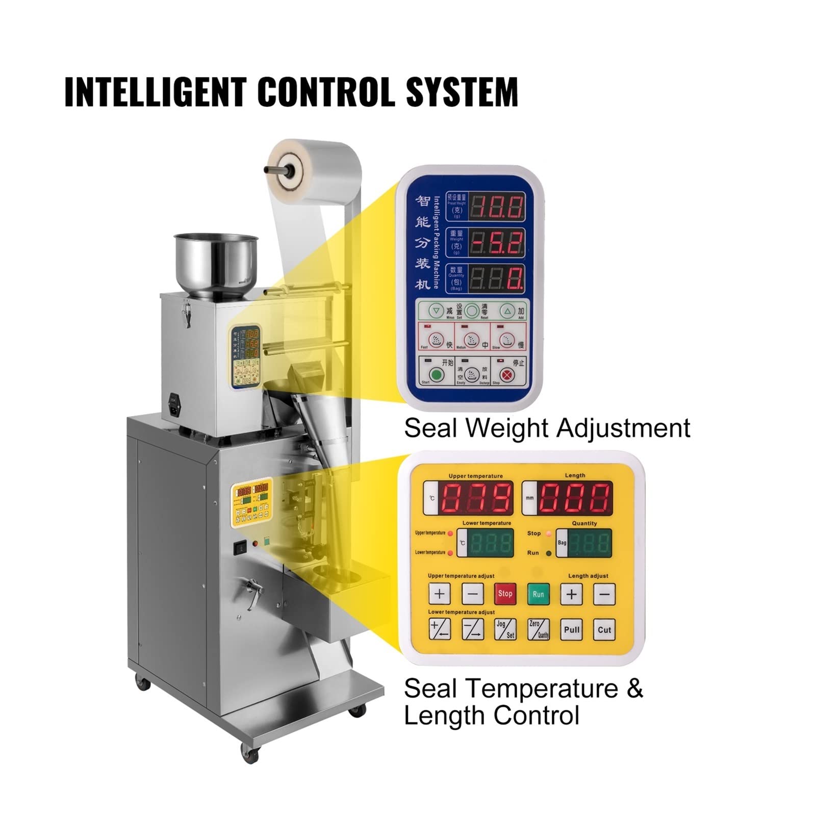 Máquina de llenado de polvo 1-3000g Relleno de pesaje de embalaje de polvo de partículas completamente automático for la industria de materiales secos y móviles Resistente y duradero(1-200 g)