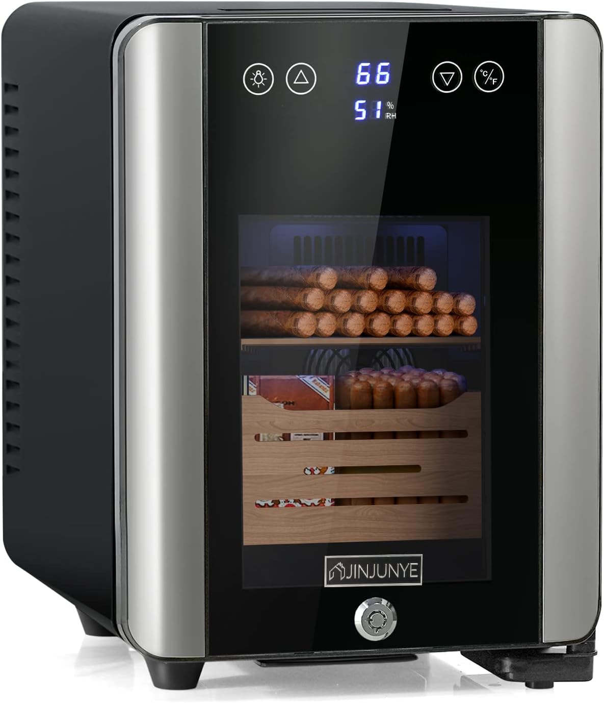 8L Cigar Humidors with Cooling and Heating, Electric Cooler Humidor Box with Spanish Cedar Wood Drawer Shelves, Temperature Control System, Suitable for Study, Office