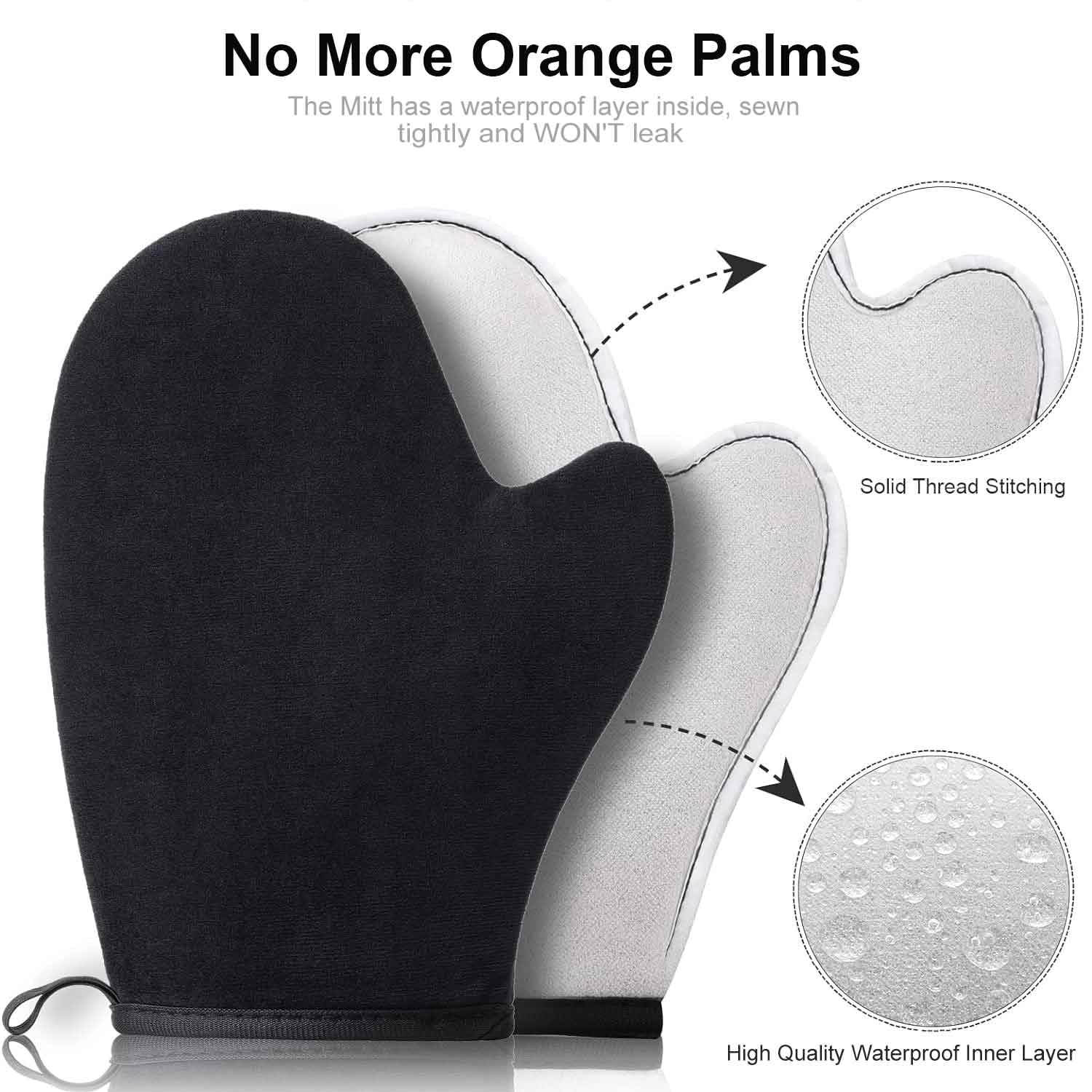 3 in 1 Kit Guanto Autoabbronzante Guanto per Autoabbronzante Self Tanning Mitt Applicatore Abbronzatura Spalma Crema Schiena Pennello Autoabbronzante Guanti Applicatore Crema Schiena