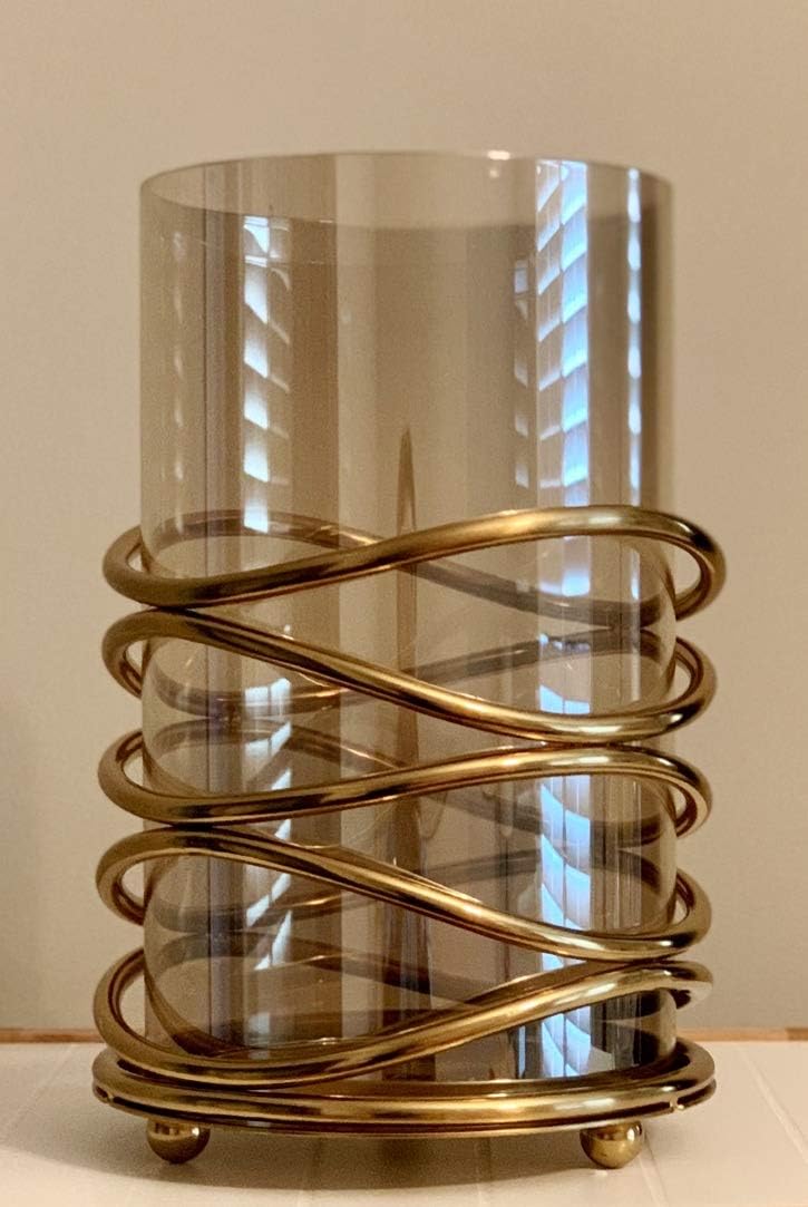 Metal and Glass Decorative Candle Holder in Swirl Design for Living Room Bed Room Center Table Side Tables Home Decor Accents : Home & Kitchen