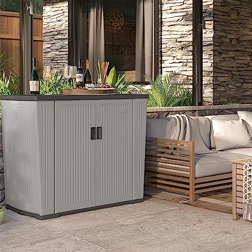 Suncast XL Outdoor Storage Cabinet, 130 Gal, Lockable, Peppercorn Gray - image 8