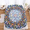 NATURETY TPU Backing Waterproof Fitted Sheet with Deep Pocket,Dino Printed Thicken Fabric Bed Sheets (Navy Blue(Waterproof), Twin) #2