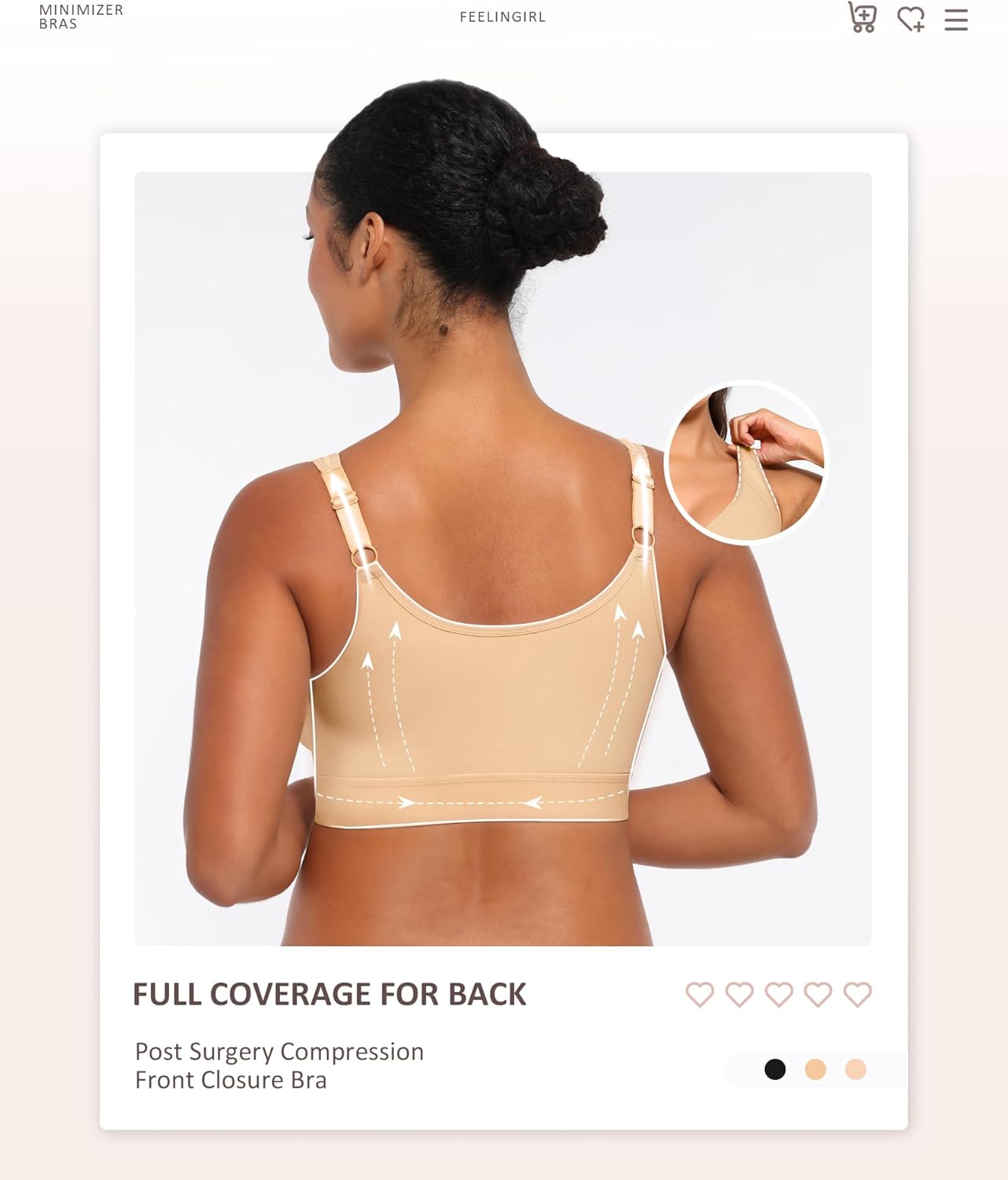 FeelinGirl Minimizer Bras Post Surgery Compression Front Closure Bra Wirefree Mastectomy with Adjustable Straps - Image 4