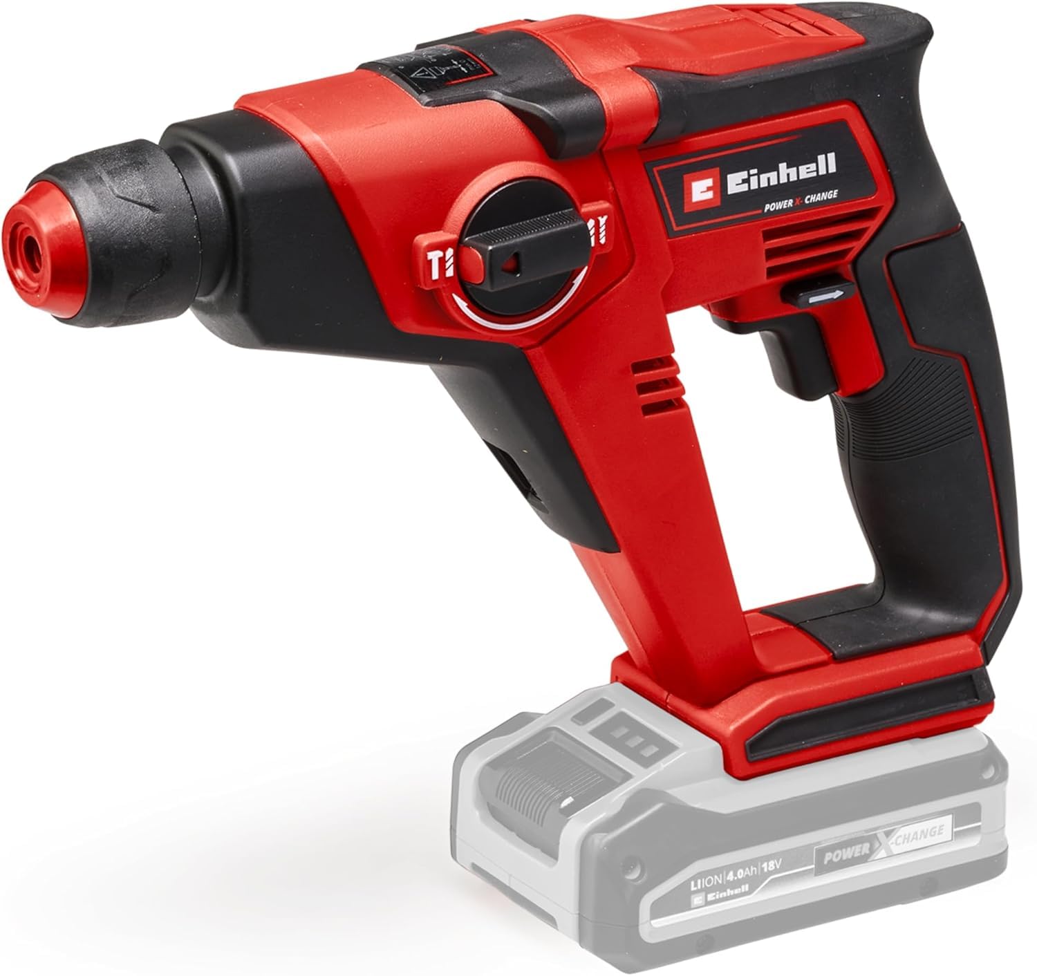 Einhell TE-HD 18/12 Li Single Power X-Change Rotary Hammer with Battery (Li-Ion, 18 V, to Drill Adapter in Delivery, 1.3 Joule, SDS +, 12 mm in Concrete), Black/Red