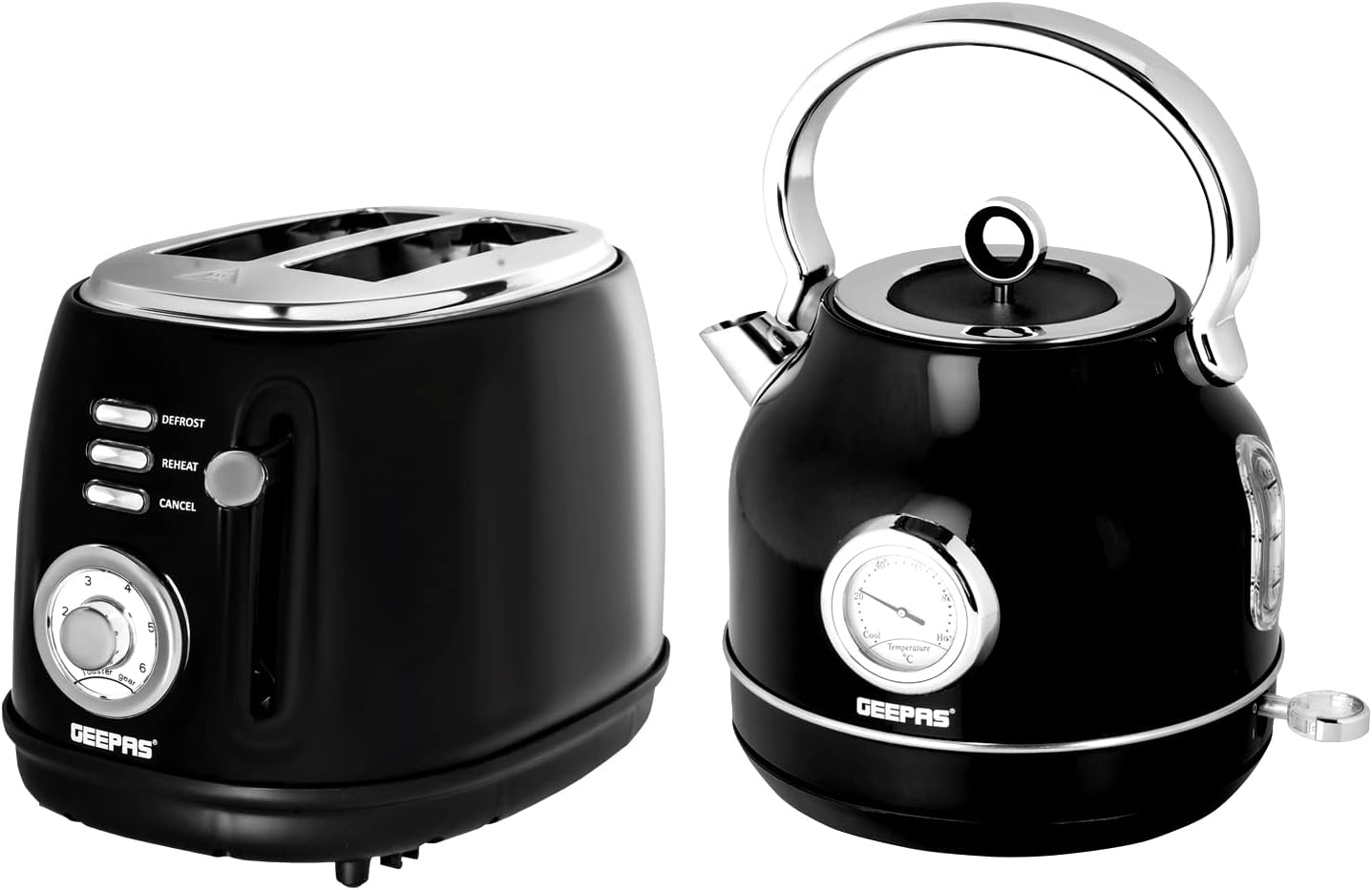 Geepas Cordless Electric Kettle & 2 Slice Bread Toaster Kitchen Set 1