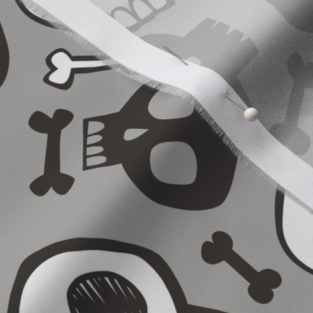 Spoonflower Fabric - Skulls Bones Halloween Black White Gray Skull Skeleton Printed on Organic Cotton Sateen Fabric by The Yard - Sewing Quilting Apparel Home Decor