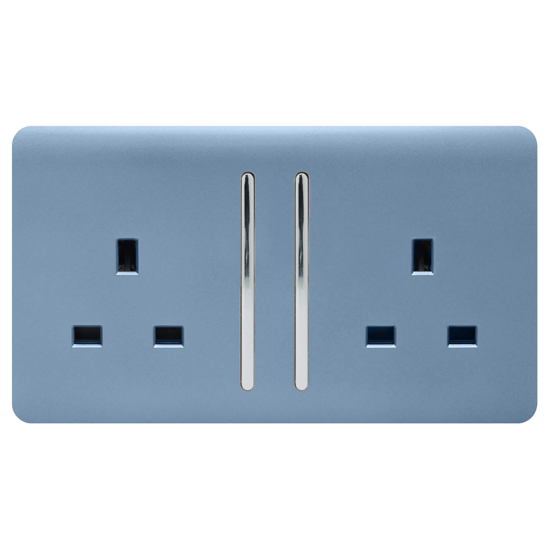 Trendi Switch 2 Gang Artistic Modern Glossy 13 Amp Switched Tactile Plug Socket Sky ART-SKT213L