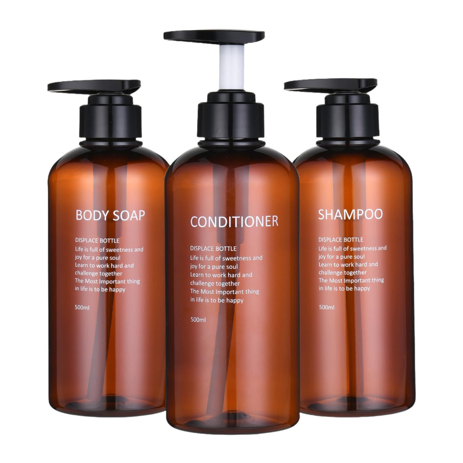Zambuph Shampoo and Conditioner Dispenser Soap Dispenser for, Brown, 500ml