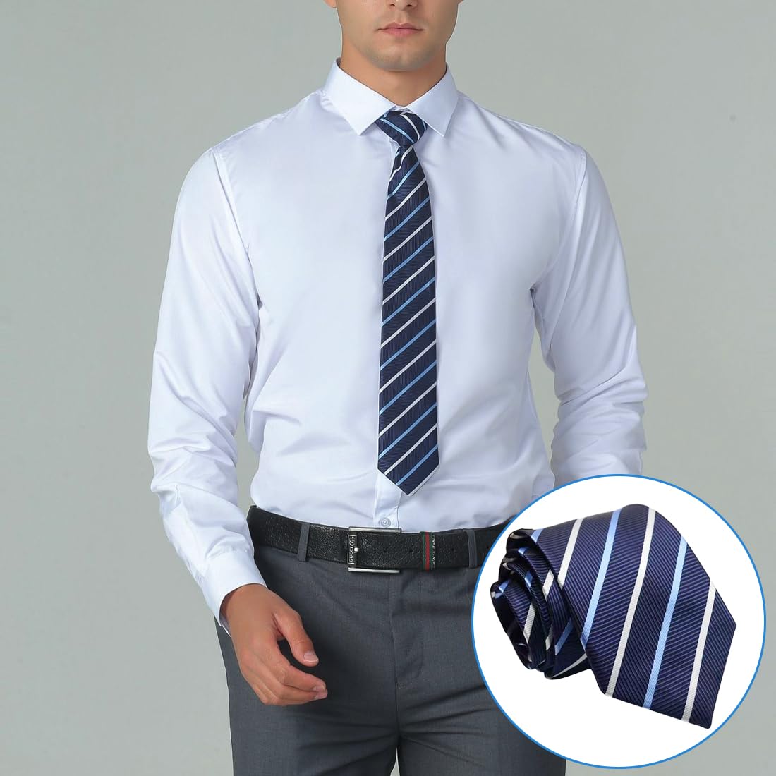 Barry.Wang Cravatta cachemire in seta da uomo con fazzoletto gemelli set di cravatte per matrimonio solenne 3 pezzi, Blu, Taglia unica