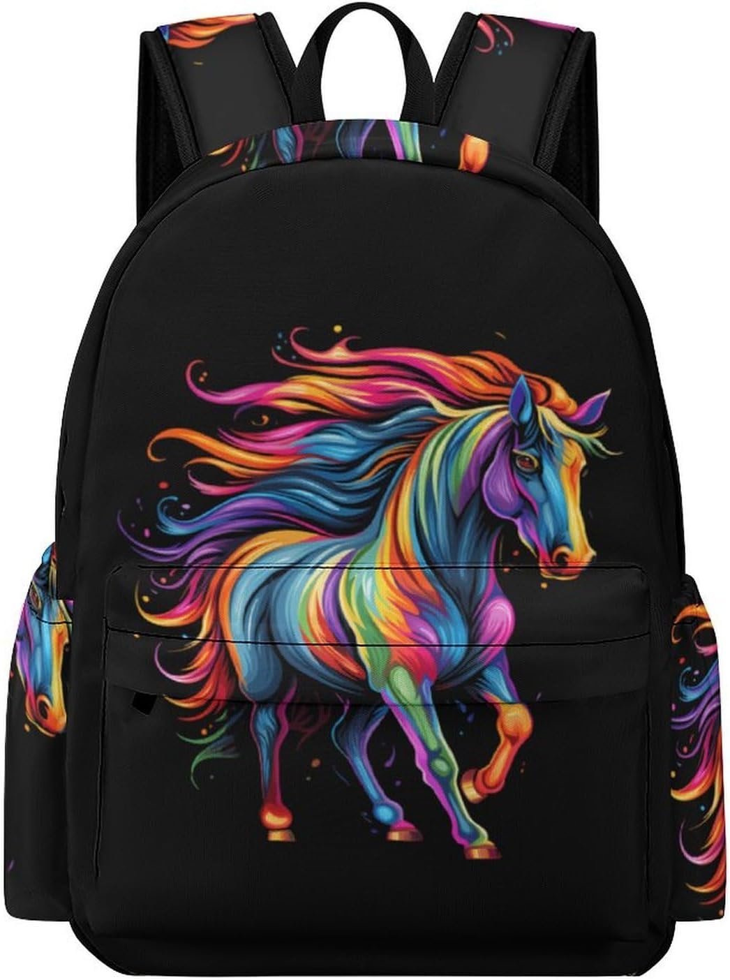Cute Rainbow Horse Travel Backpack for Women Men Summer Hiking Shoulder Bag Casual Daypack