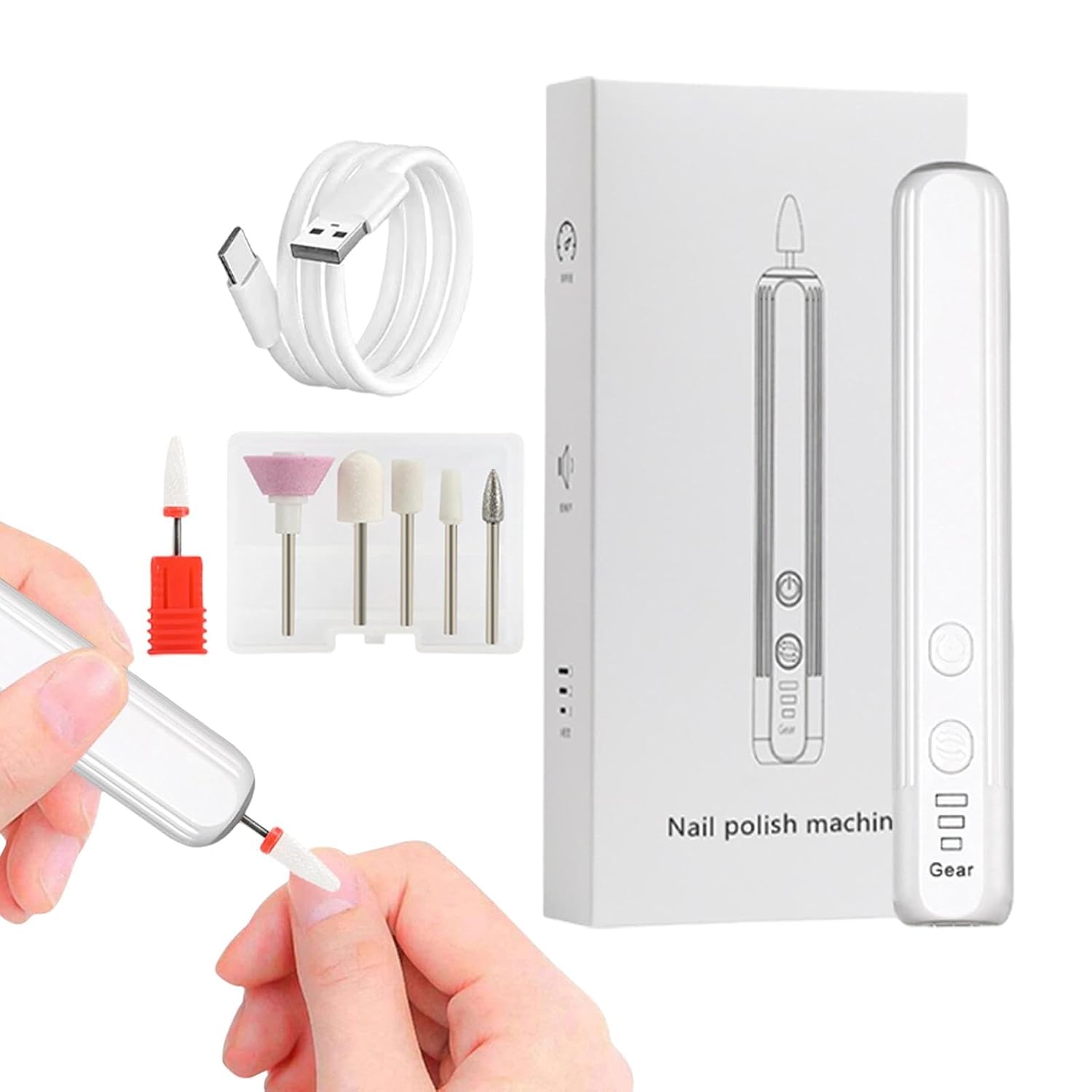 Electric Nail File | Electric Polishing Set | Electric Car Polishing Set, Portable Cordless Polishing Kit, Compact Portable Nail Drill Kit Hand Foot Care Tool for Acrylic, Gel Nails