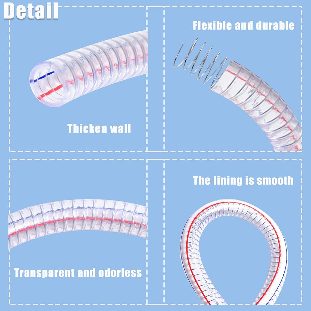 QuQuyi Tubo flexible de PVC de alta presión, resistente a los rayos UV, resistente a los productos químicos, 6.6 pies de diámetro exterior de 2 1/4 pulgadas de diámetro exterior