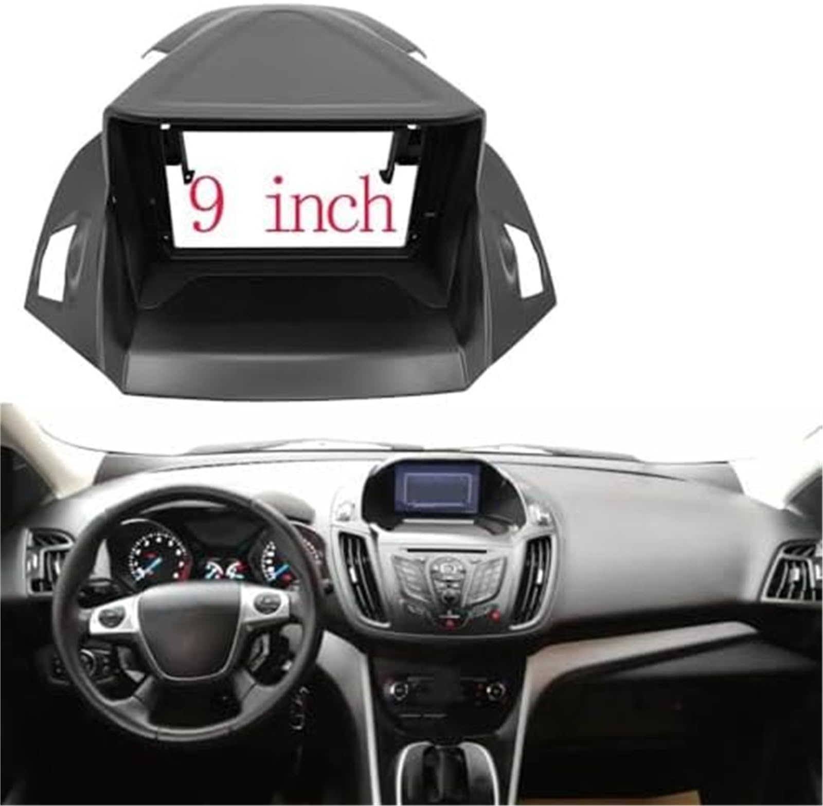 Zestaw samochodowy stereo Rama radia samochodowego, dla Ford Escape 2013-2019 2 Din Dash Mp5 Panel audio 9-calowy duży ekran konsola Fhcbutae(BLACK 1)