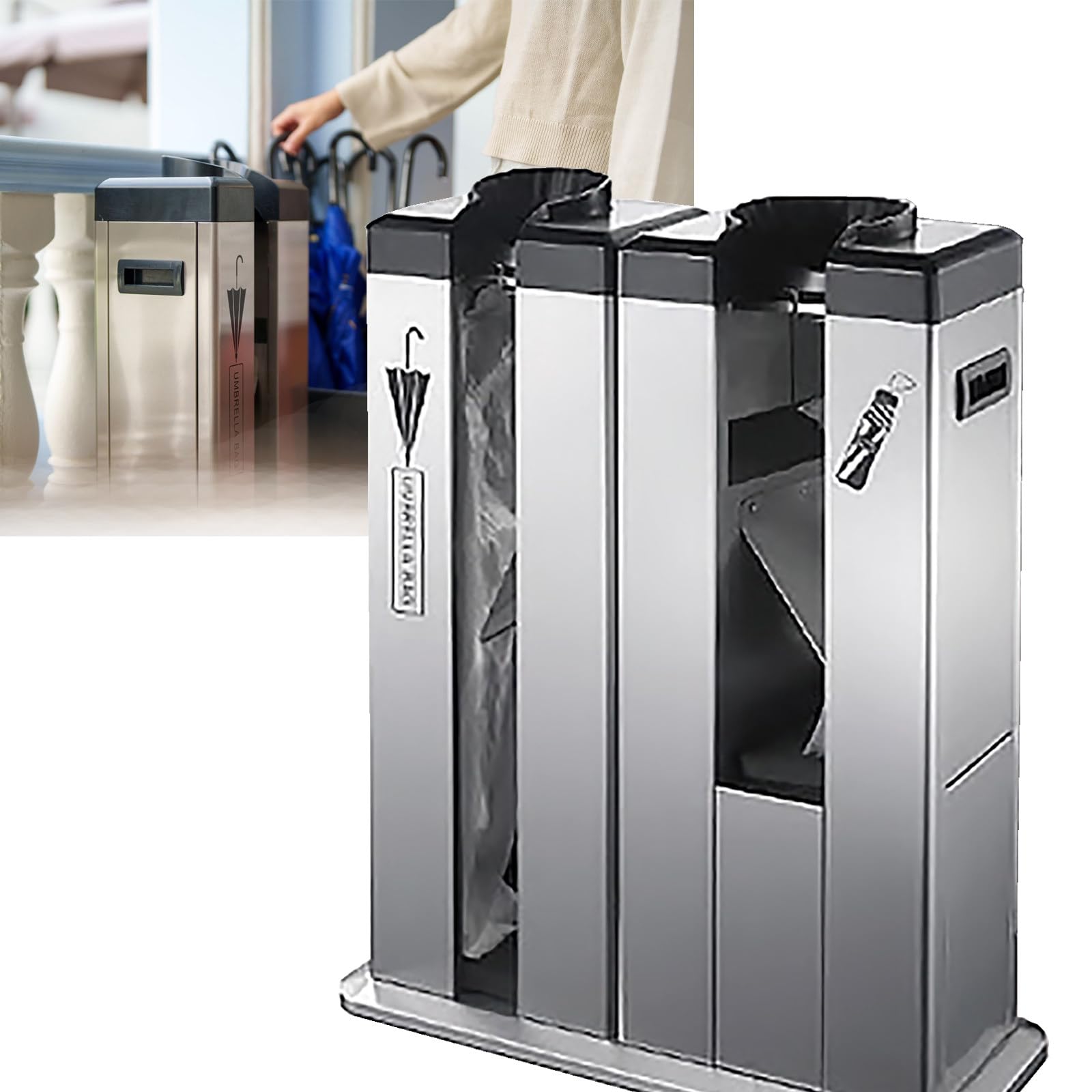 DFGHNBVC Commercial Umbrella Bag Dispenser With Wheels, Automatic Wet Umbrella Wrapper For Entryway, Office Use,C