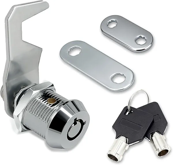 1Pack Toolbox Lock with Keys 7/8 Inch Cabinet Locks Keyed Alike Tubular Cam Lock Hook Cam with Zinc Alloy