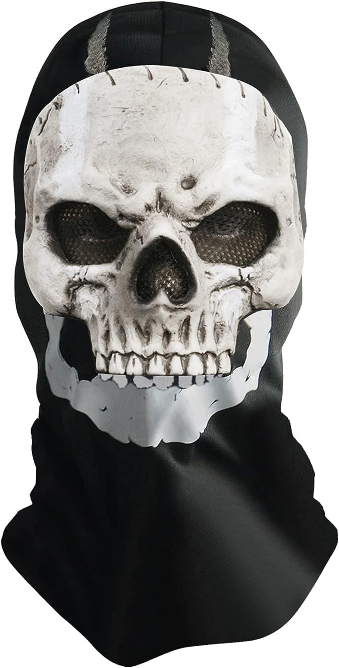 Applysu Ghost Mask Skull Call of Balaclava Duty Mask GOD Ghost MW2 Skeleton Full Head Mask Halloween Scary Horror Cosplay Headwear Costume for Masquerade