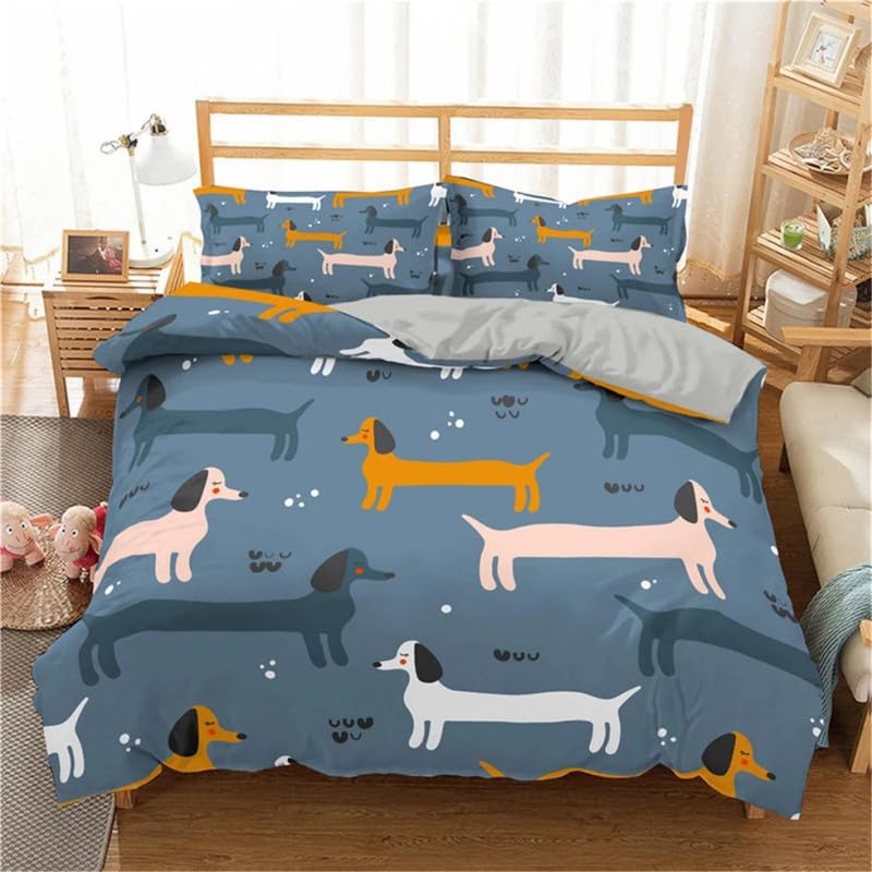 Housse de Couette 220x240 Teckel au Tissage Doux 110g/m² pour une Nuit de Sommeil Premium