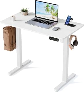 35" Electric Standing Desk, Small Sit Stand up Desk, White