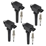 SYKRSS 4-Pack Ignition Coil Pack UF656 and Iridium Spark Plugs 93501 4-Pack Compatible with Mazda 3 Sport 6 CX-3 CX-5 MX-5 Miata L4 2.0L 2.5L Replacement for C1837 GN10625 5C1894 PE0118100A C-857